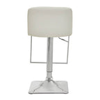White and Chrome Bar Stool with Square Base | Baina