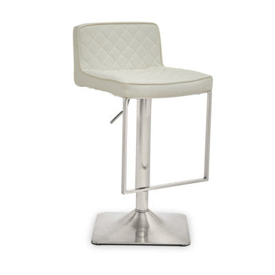 White and Chrome Bar Stool with Square Base | Baina