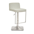 White and Chrome Bar Stool with Square Base | Baina