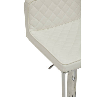 White and Chrome Bar Stool with Square Base | Baina
