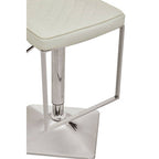 White and Chrome Bar Stool with Square Base | Baina