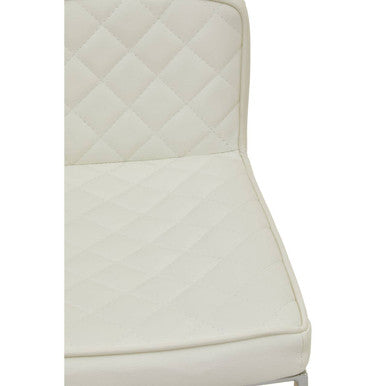 White and Chrome Bar Stool with Square Base | Baina