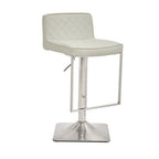 White and Chrome Bar Stool with Square Base | Baina