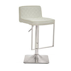 White and Chrome Bar Stool with Square Base | Baina