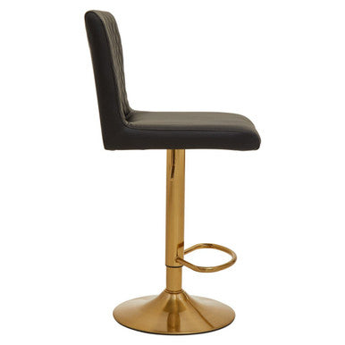 Black and Gold Bar Stool with Round Base | Baina