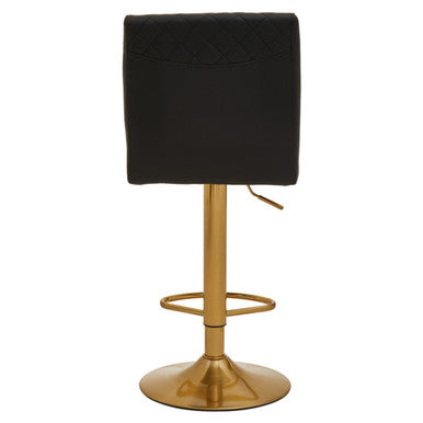 Black and Gold Bar Stool with Round Base | Baina