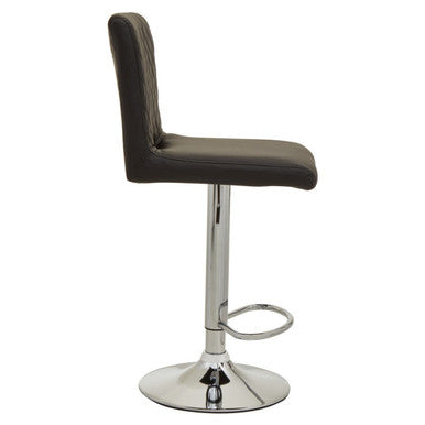 Black and Chrome Bar Stool with Round Base | Baina