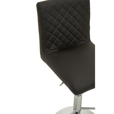 Black and Chrome Bar Stool with Round Base | Baina