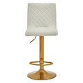 White and Gold Bar Stool with Round Base | Baina