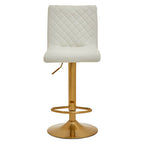 White and Gold Bar Stool with Round Base | Baina
