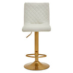 White and Gold Bar Stool with Round Base | Baina