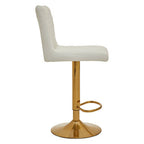 White and Gold Bar Stool with Round Base | Baina