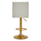 White and Gold Bar Stool with Round Base | Baina
