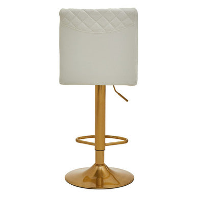 White and Gold Bar Stool with Round Base | Baina