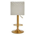 White and Gold Bar Stool with Round Base | Baina