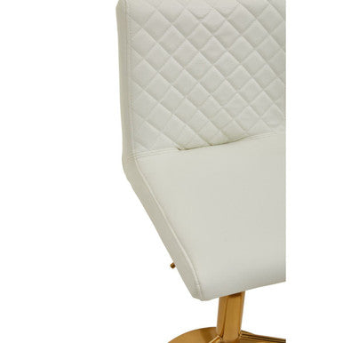 White and Gold Bar Stool with Round Base | Baina