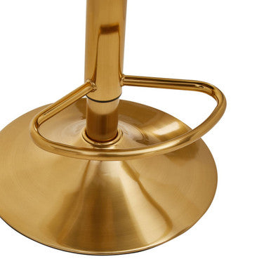 White and Gold Bar Stool with Round Base | Baina