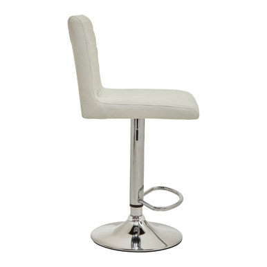 White and Chrome Bar Stool with Round Base | Baina