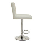 White and Chrome Bar Stool with Round Base | Baina