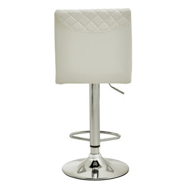 White and Chrome Bar Stool with Round Base | Baina