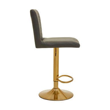 Dark Grey and Gold Bar Stool with Round Base | Baina