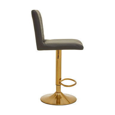 Dark Grey and Gold Bar Stool with Round Base | Baina