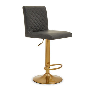 Dark Grey and Gold Bar Stool with Round Base | Baina