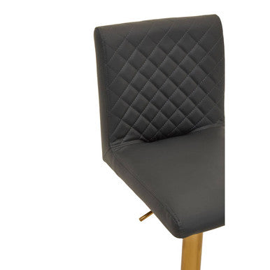 Dark Grey and Gold Bar Stool with Round Base | Baina
