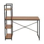 Wood Finish Desk with Shelves in Black Frame | Laxton
