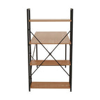 Wood Finish Desk with Shelves in Black Frame | Laxton