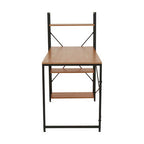 Wood Finish Desk with Shelves in Black Frame | Laxton