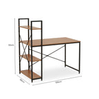 Wood Finish Desk with Shelves in Black Frame | Laxton
