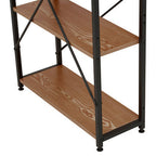 Wood Finish Desk with Shelves in Black Frame | Laxton