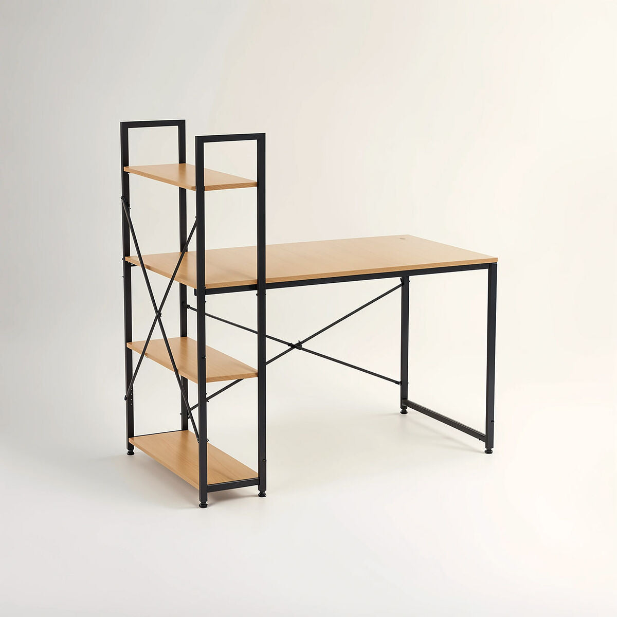 Light Oak Effect Desk with Shelves | Laxton