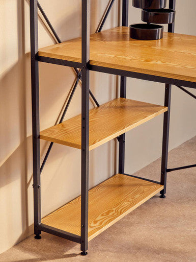 Light Oak Effect Desk with Shelves | Laxton