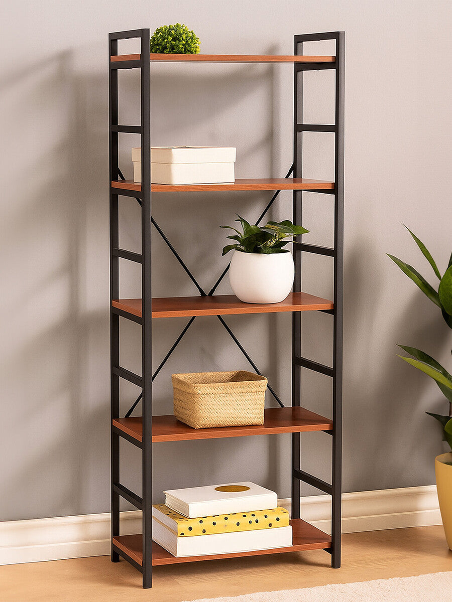 5 Tier Wood Finish Shelf Unit | Laxton