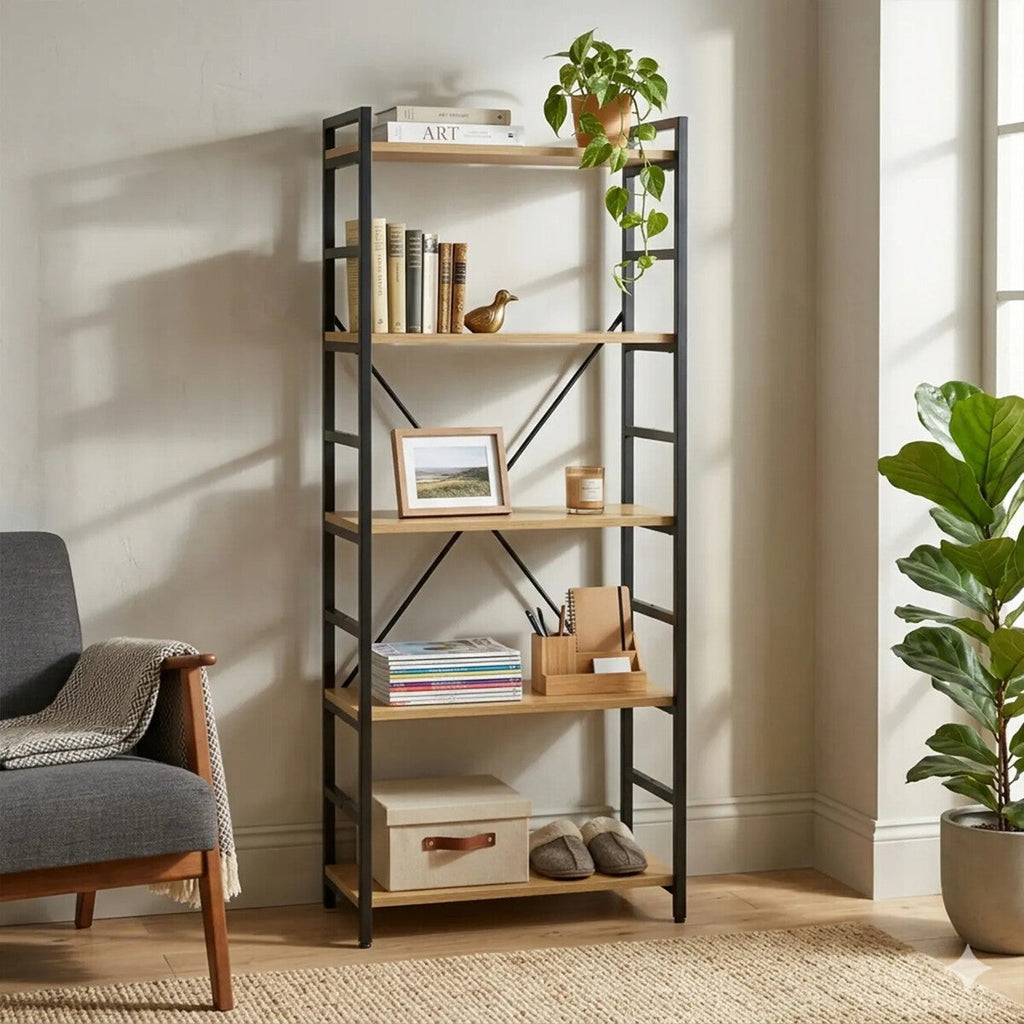 5 Tier Light Oak Effect Shelf Unit | Laxton