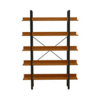 5 Tier Wood Finish Shelves and Black Frame Shelf Unit | Laxton