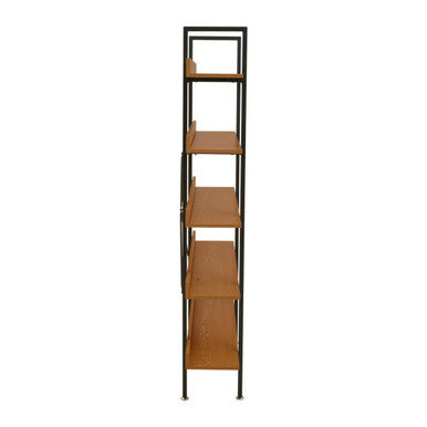 5 Tier Wood Finish Shelves and Black Frame Shelf Unit | Laxton
