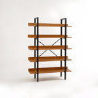 5 Tier Wood Finish Shelves and Black Frame Shelf Unit | Laxton