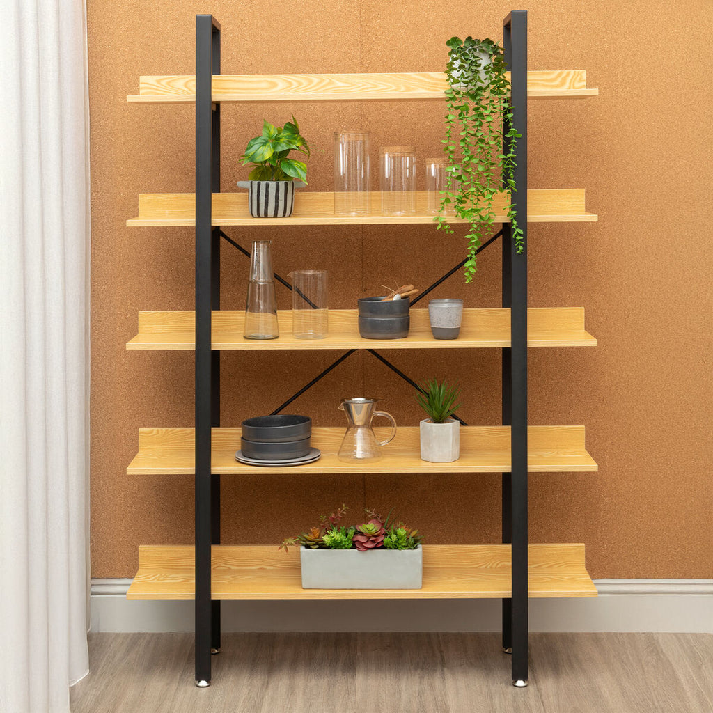 5 Tier Light Oak Effect Shelving Unit | Laxton