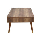 Brown Wood Veneer Coffee Table with 2 Drawers and Angular Wooden Legs | Frida