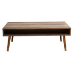 Brown Wood Veneer Coffee Table with 2 Drawers and Angular Wooden Legs | Frida