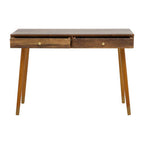 Brown Natural Wood Veneer Console Table with 2 Storage Drawers | Frida