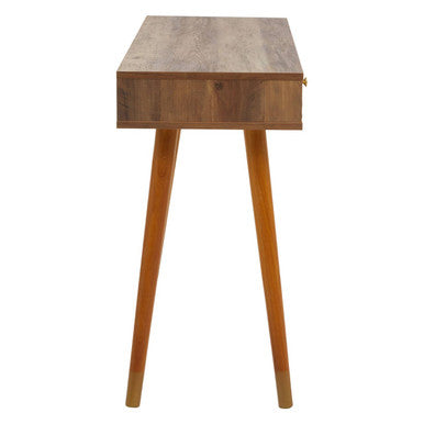 Brown Natural Wood Veneer Console Table with 2 Storage Drawers | Frida