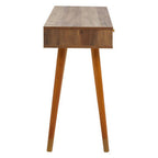 Brown Natural Wood Veneer Console Table with 2 Storage Drawers | Frida