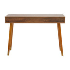 Brown Natural Wood Veneer Console Table with 2 Storage Drawers | Frida