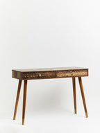 Brown Natural Wood Veneer Console Table with 2 Storage Drawers | Frida