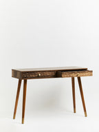 Brown Natural Wood Veneer Console Table with 2 Storage Drawers | Frida