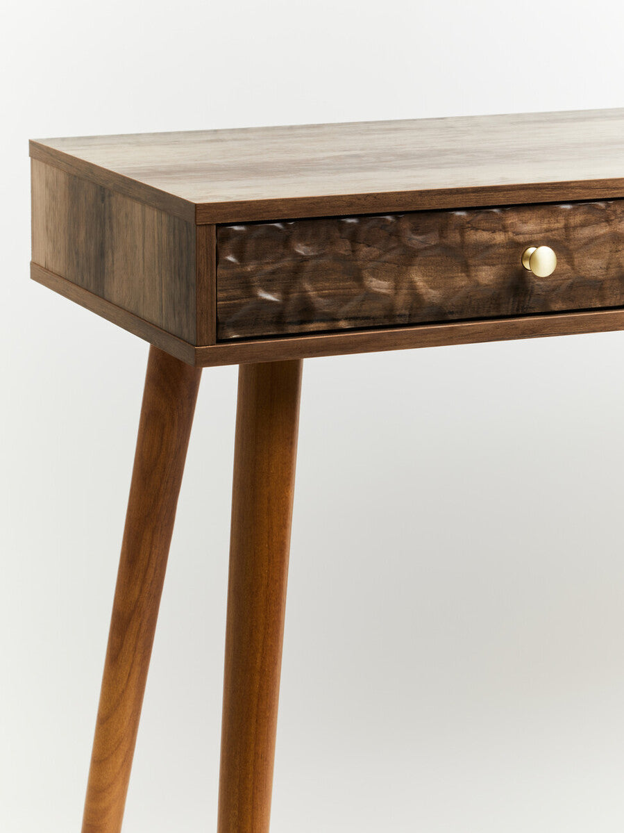 Brown Natural Wood Veneer Console Table with 2 Storage Drawers | Frida